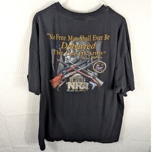 NRA 2XL Vintage Graphic T-Shirt 2nd Amendment Quote Guns Alstyle Black USA Tee